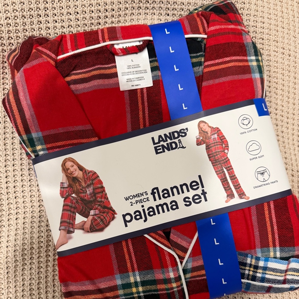 Lands' End Plaid Pajama Set